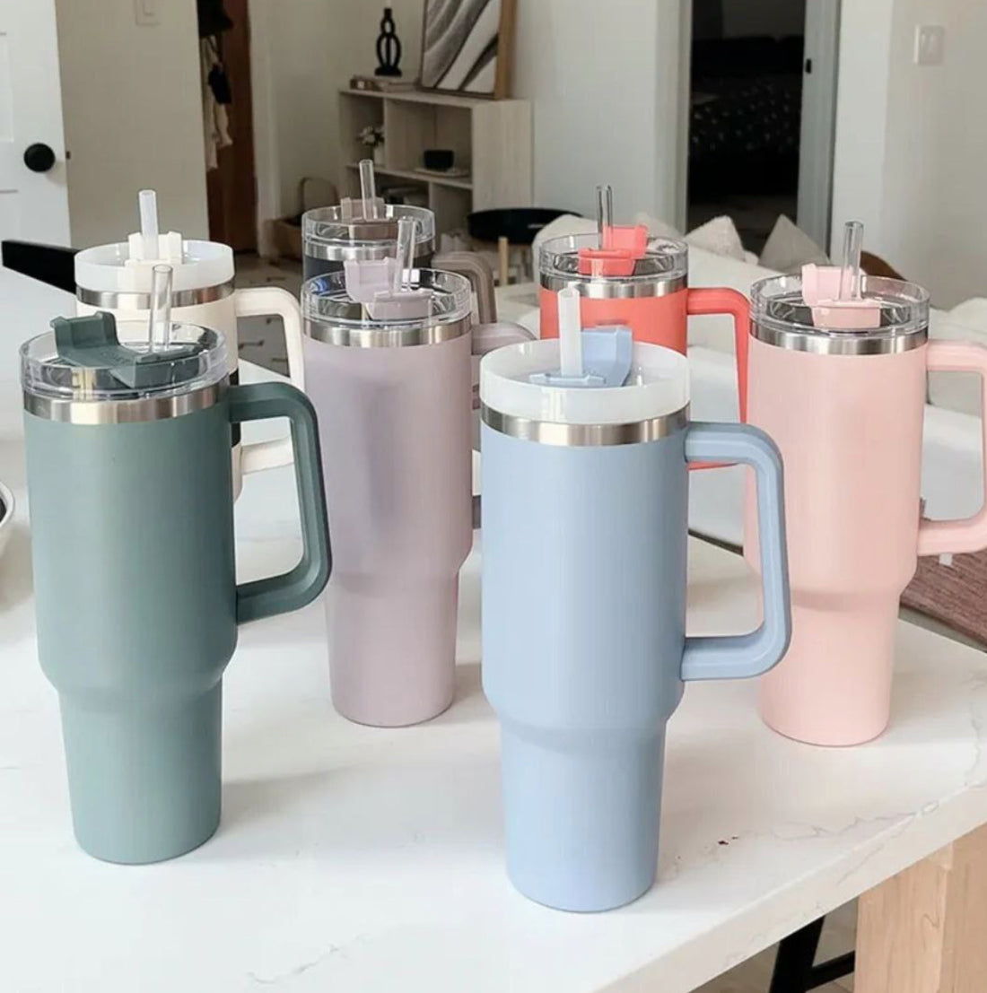 1200ml Stainless Steel Tumbler Mug With Straw