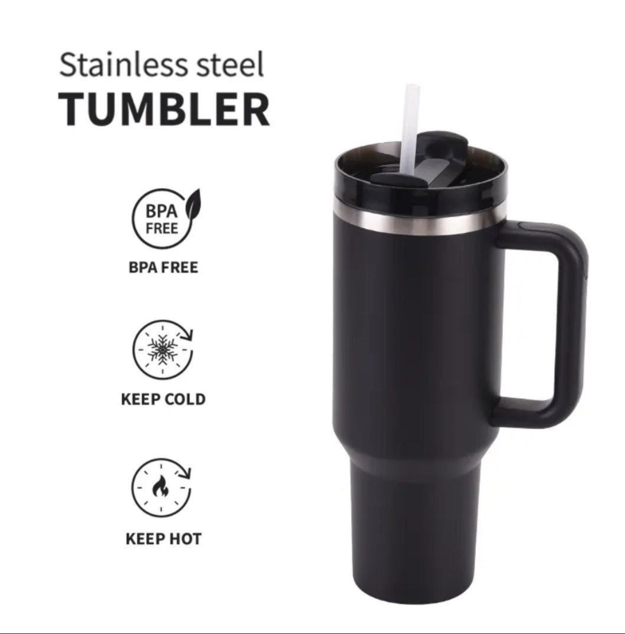 1200ml Stainless Steel Tumbler Mug With Straw