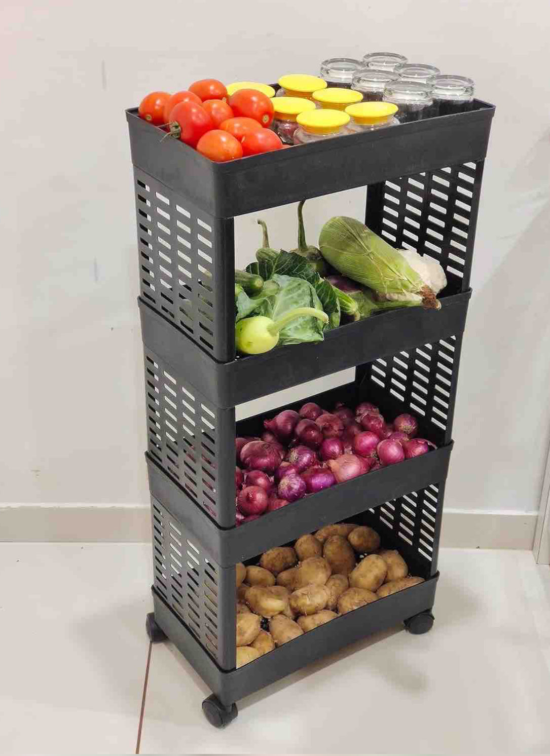 4 Layer Kitchen Trolley With Wheels