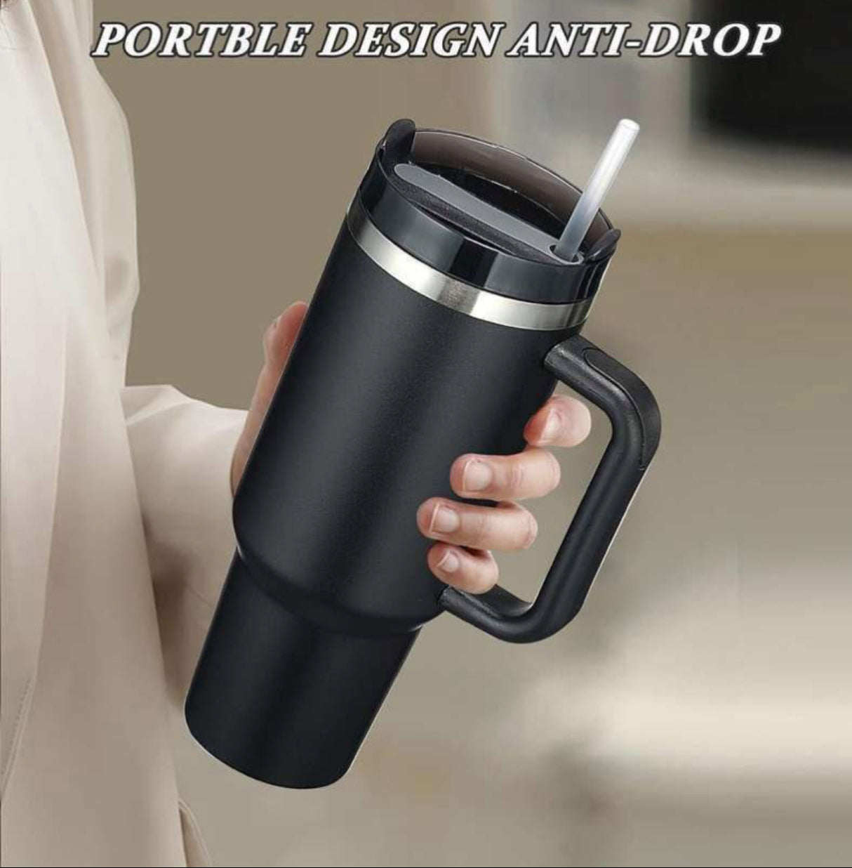 1200ml Stainless Steel Tumbler Mug With Straw