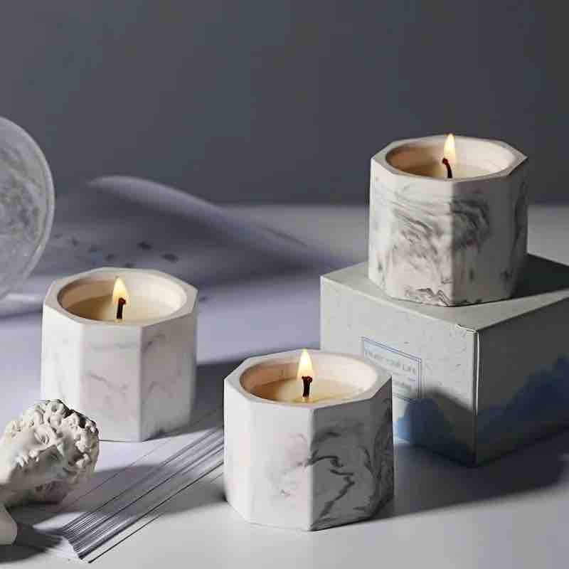 Marble Texture Premium Candle (Set of 3)
