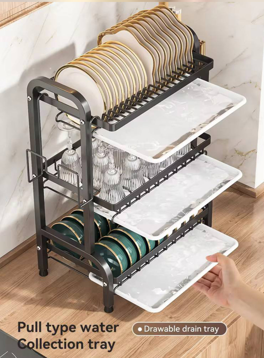 3-Tier Dish Drying Rack for Kitchen