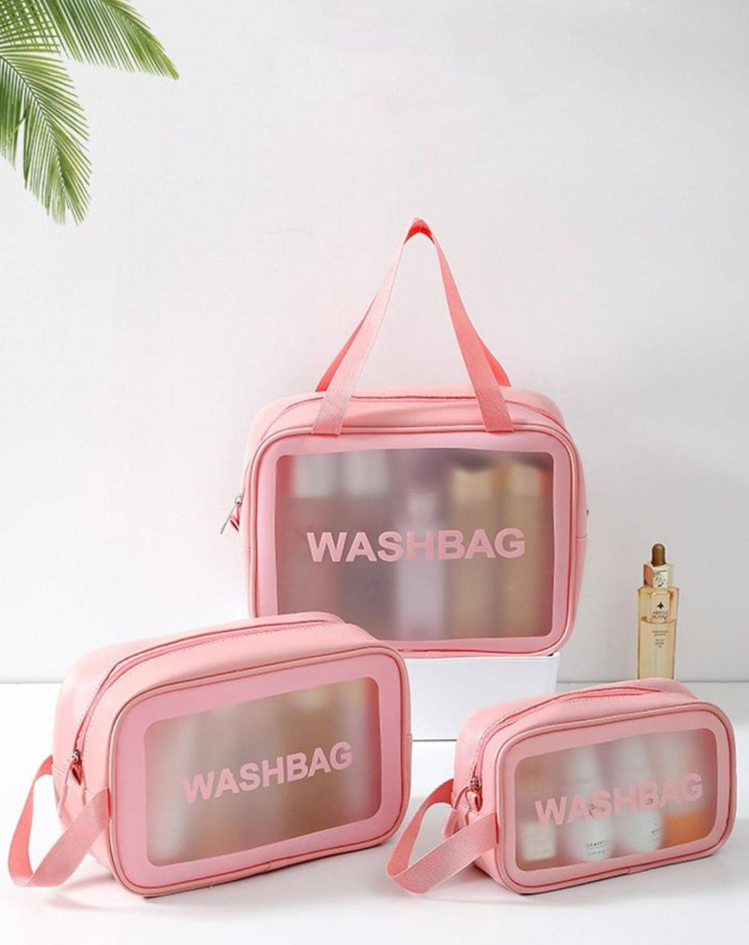 3Pcs TRANSPARENT TRAVEL WASHBAG SET
